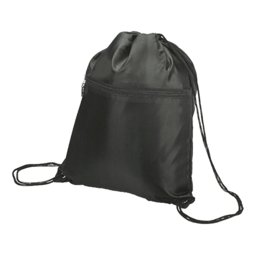 Drawstring Sport Bag with Zip Pocket 210D
