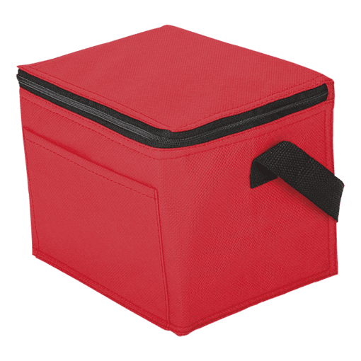6 Can Cooler with Foil Liner and Pocket Non-Woven Foil Linin | Red | STD