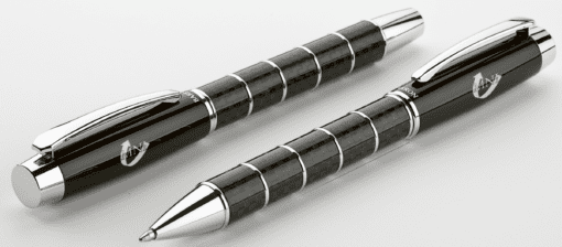 Brass Ballpoint Pen with Chrome and Carbon Fibre Barrel | Black | STD