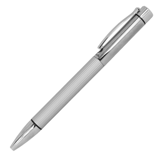 Brass Ballpoint Pen with Columned Barrel | Silver | STD