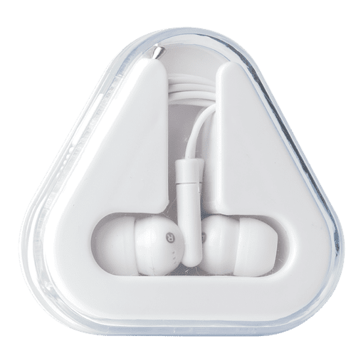 Earphones in Triangular Protective Case | White | STD