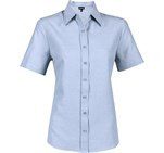 Ladies Short Sleeve Oxford Shirt - Light Blue