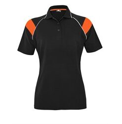 Ladies Score Golf Shirt - Black And Orange