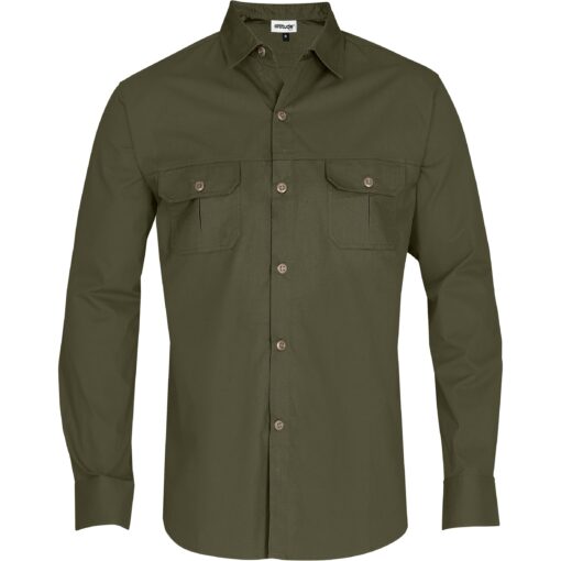 Mens Long Sleeve Oryx Bush Shirt - Military Green