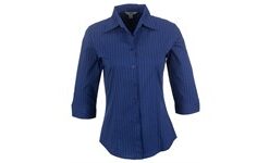 Ladies 3/4 Sleeve Manhattan Striped Shirt - Blue