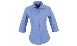 Ladies 3/4 Sleeve Manhattan Striped Shirt - Light Blue