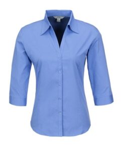 Ladies 3/4 Sleeve Metro Shirt - Blue