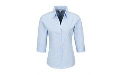 Ladies 3/4 Sleeve Metro Shirt - Light Blue