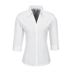 Ladies 3/4 Sleeve Metro Shirt - White