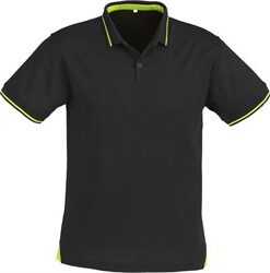 Mens Jet Golf Shirt - Black with Lime