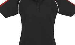 Ladies Triton Golf Shirt - Black With Red