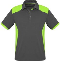 Mens Rival Golf Shirt - Grey With Lime