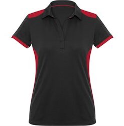 Ladies Rival Golf Shirt - Black With Red