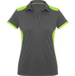 Ladies Rival Golf Shirt - Grey With Lime