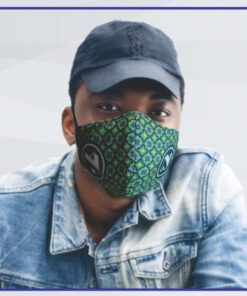 Re-Usable custom 3 layer fabric face mask with sublimated print. Material 180 gsm interlok, 50 gsm non-woven, 140 cotton with elastic.