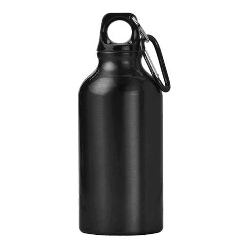 BW7552 - 400ml Aluminium Water Bottle with Carabiner Clip | Black | STD