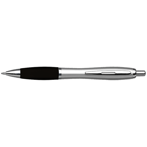 Silver Barrel Curved Design Ballpoint Pen | Black | STD
