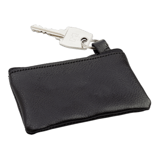 BB2762 - Leather Zippered Pouch with Split Ring | Black | STD