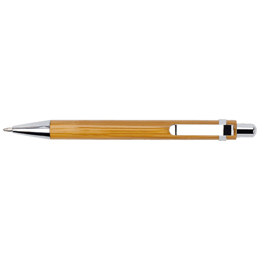 Bamboo Ballpoint Pen with Metal Trims | Brown | STD