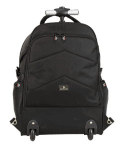 IND127 - Dual Fabric Rolling Laptop Backpack | Black | STD