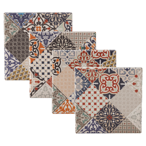 Marrakesh Ceramic Square Tile Coaster Set of 4 | Mix | 9cm