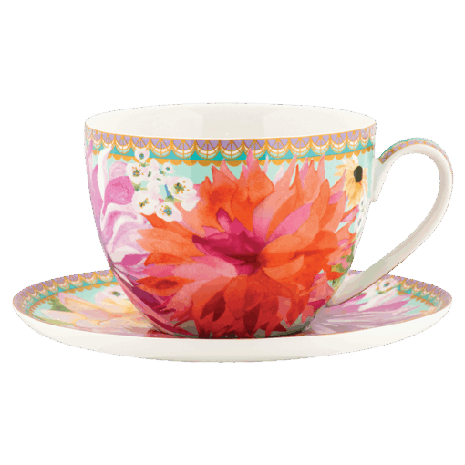 Teas and C's Dahlia Daze Breakfast Cup and Saucer 400m | Sky | 400ml