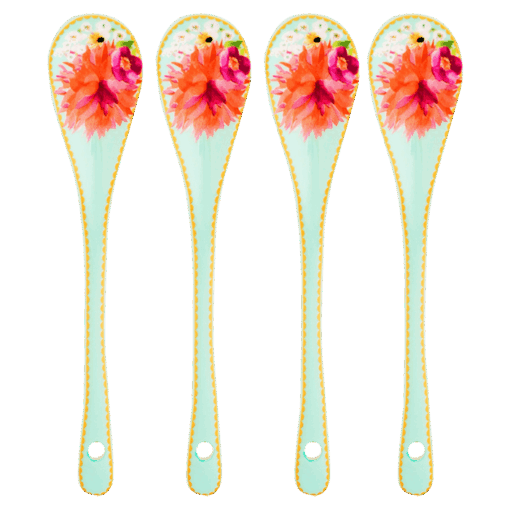 Teas & C's Dahlia Daze Ceramic Teaspoon Set of 4 | Sky | STD