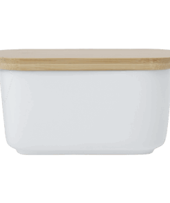 White Basics Butter Dish With Bamboo Lid | White | STD