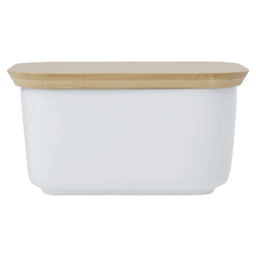 White Basics Butter Dish With Bamboo Lid | White | STD