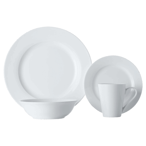 White Basics Cosmopolitan Rim Dinner Set 16 Piece | White | STD