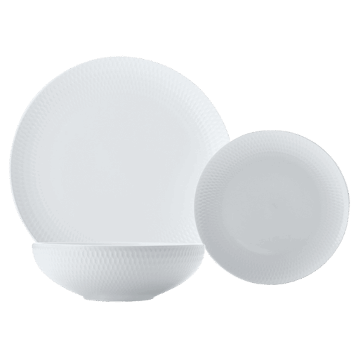 White Basics Diamonds Dinner Set 12 Piece | White | STD