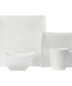 White Basics Diamonds Square Dinner Set 16 Piece | White | STD