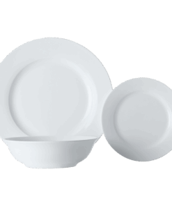 White Basics European Rim Dinner Set 12 Piece | White | STD