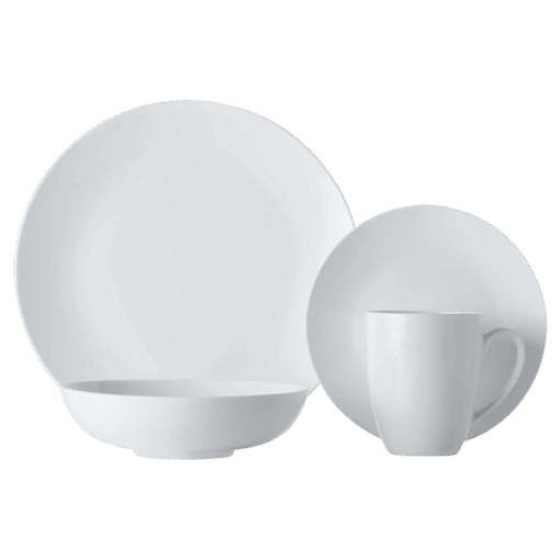 White Basics Fitzrovia Coupe Dinner Set 16 Piece | White | STD