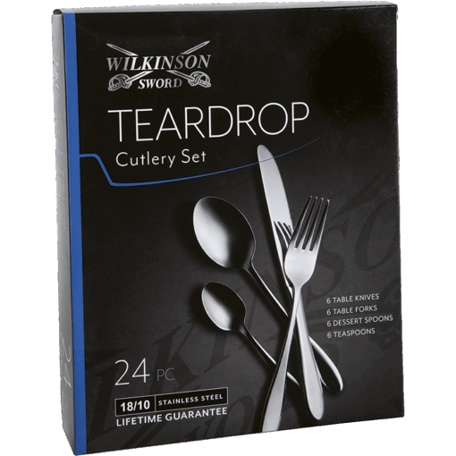 Teardrop 24 Piece Cutlery Set | Silver | STD